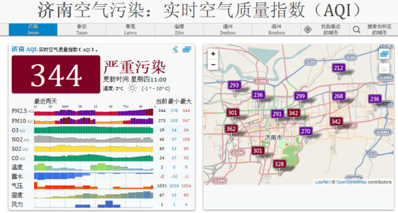 济南空气污染：实时空气质量指数（AQI）